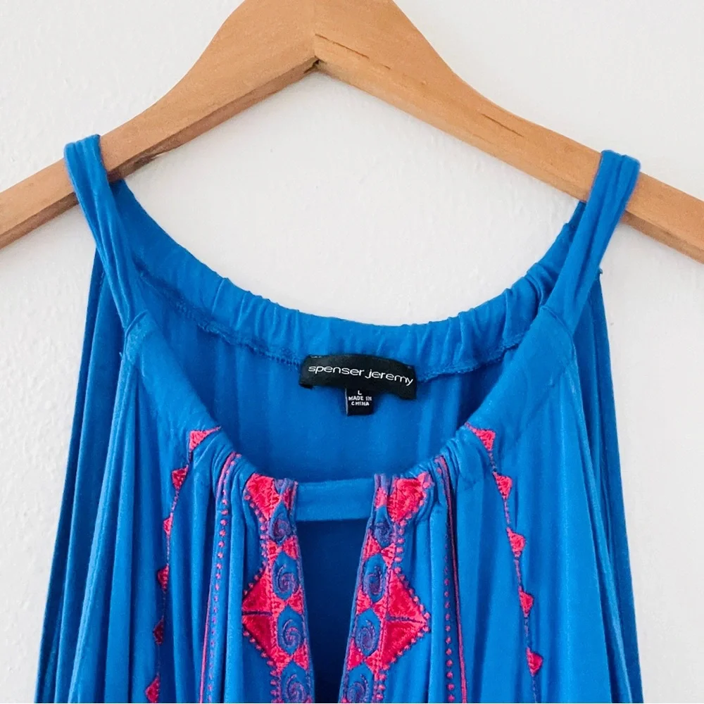 Spenser Jeremy Blue Embroidered Sleeveless Maxi Dress - Picture 5 of 5